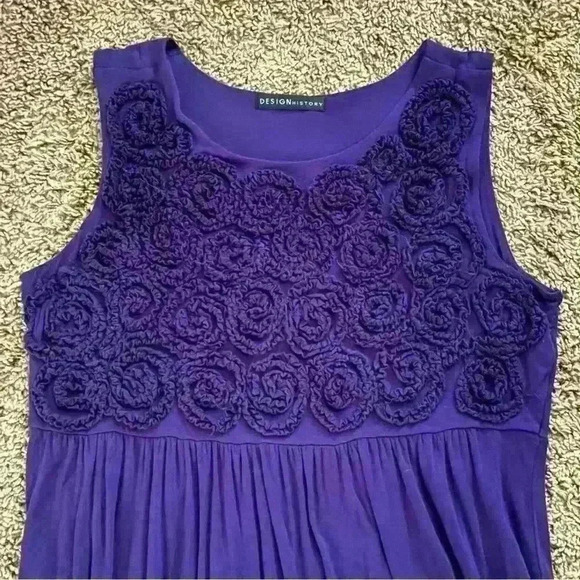 Design History Women’s Purple Sleeveless Midi Dress Floral Bodice, size M - Picture 2 of 4